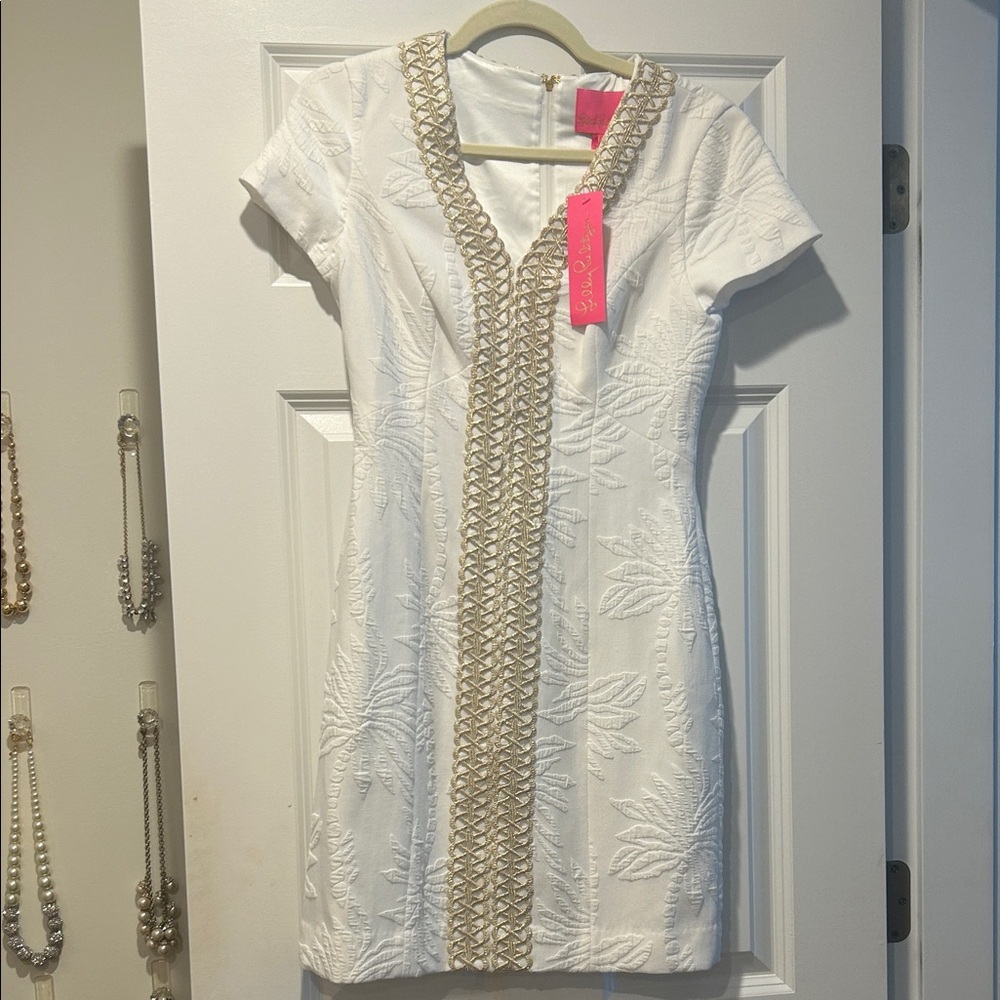 Lilly Pulitzer White and Gold Mini Dress